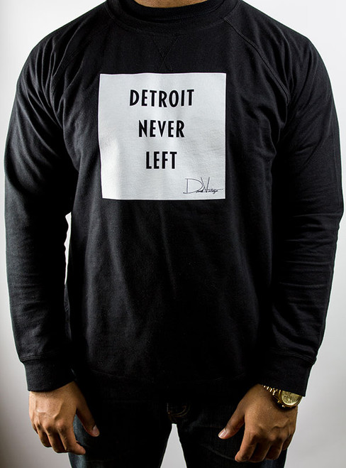 Detroit Never Left™ Unisex Crewneck – Black/White