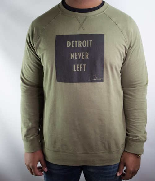 Detroit Never Left™ Unisex Crewneck – Military Green/Black