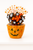 12 Inch Halloween Pumpkin Gift Basket Wrapped with Festive Bow and Treats