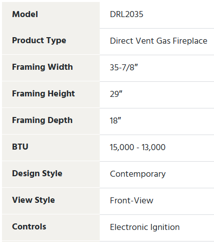 Superior DRL2035TEN 35-Inch Linear Direct Vent GAS Fireplace