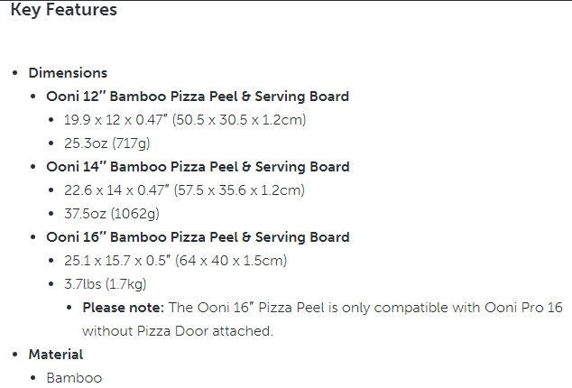 Ooni 12 Bamboo Pizza Peel & Serving Board