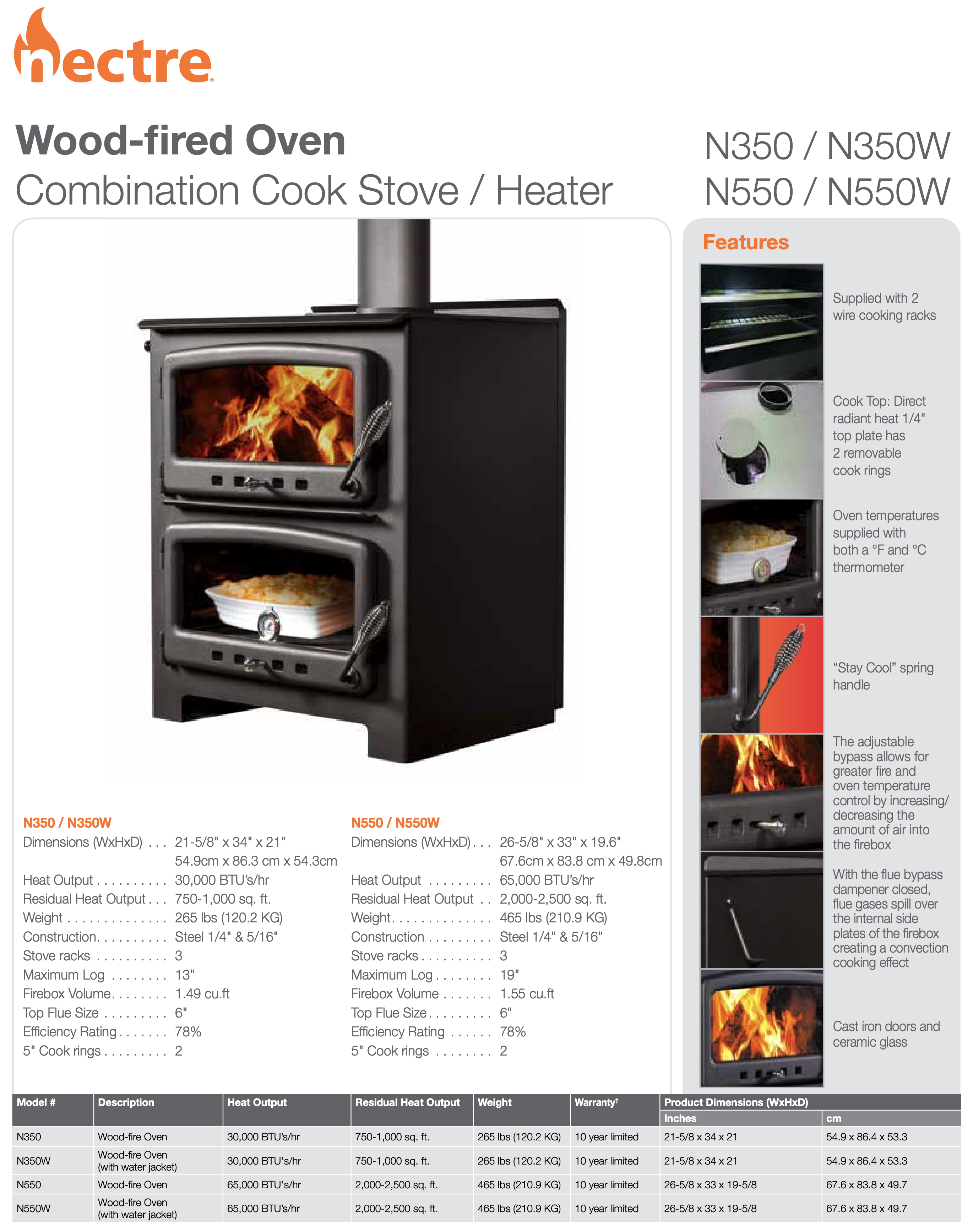 Nectre N550 Wood Stove Heater & Oven - FireWerks