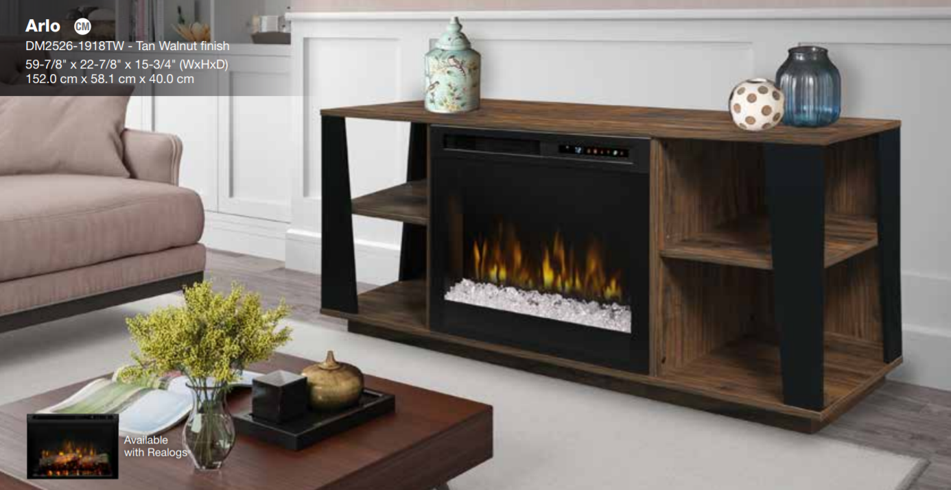 Dimplex Arlo Media Console Electric Fireplace With Logs GDS26L81918TW