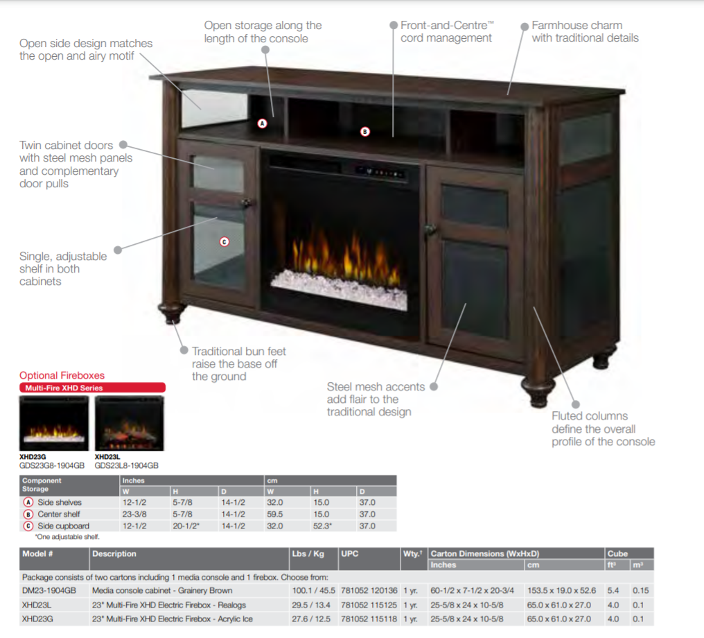 Dimplex Xavier Electric Fireplace Media Console