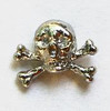 Skull and Cross Bones Lapel Pin  Silver 3/4