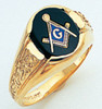 Gold Masonic Ring  Round Face  Black Onyx    Ring  Style 001