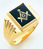 Masonic Gold Ring Rectangular Face with Black Onyx Square Face   Ring Style 007