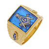 Masonic Gold Ring  Square Face  with Blue Stone  Style 19