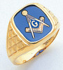 SQUARE GOLD BLUE LODGE MASONIC RING WITH STONE COLOUR CHOICE  style22