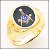 Round Gold Blue Lodge Masonic Ring with Colour Choice Style 41