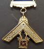 Past Master Breast Jewel  With Gold Square and Compass on Blue Ribbon-14