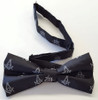 Black Bow Tie with Silver Square and Compass Design