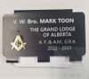 Deluxe Grand Lodge Gold  Name Badge with 3 Jewel Hanger with Metal Square and Compass  Emblem