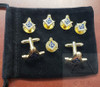 Gold Square & Compass Masonic Cuff Links and 5  Stud Set 