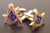 Gold Square & Compass Masonic Cuff Links and 5  Stud Set 