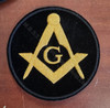 Square & Compass  badge  hand Embroidered  on  Black Lambskin leather
