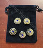  Set of 5 Masonic Button Covers  with Blue Stone