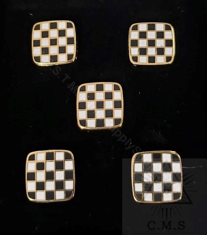 Masonic Shirt Studs Black & White Pavement set of five