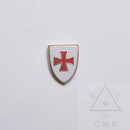 Lapel pin Knight Templar Cross on White Shield - Main Image