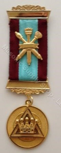 Royal Arch Past Z  2 bar Breast Jewel with Crossed Sceptors Two Colour Ribbon Engraved Front