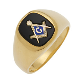 Square Gold Blue Lodge Masonic Ring with Stone Colour Choice Style 43