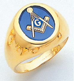 Round Gold Blue Lodge Masonic Ring with Stone Colour Choice Style 45