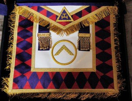 Royal Arch Grand Chapter Officer Aprons with Circle  with Fringe Purple Diamonds   APR-RA-GC-CF-P