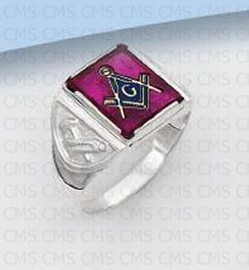 Square Sterling silver Blue Lodge Masonic Ring with Stone Style 23