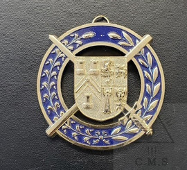 Grand Pursuivant   Collar Jewel   Coat of Arms with  Crossed Baton and Sword  Blue