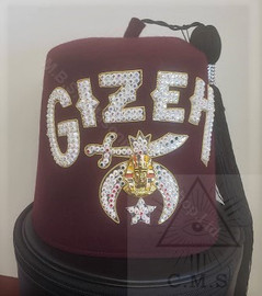 Shrine Fez    Two Row Rhinestones