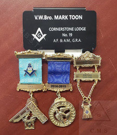 masonic name badge with jewel hanger