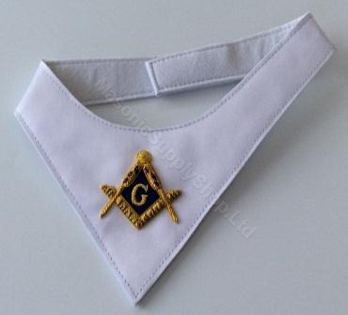 White Masonic Cravat   Hand Embroidered 