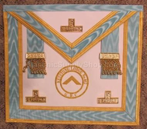 Centennial  Gold Trim Officer Apron  with  Gold Lodge Badge, Real Leather