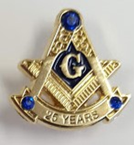 Masonic Anniversary  25 Year Lapel Pin Gold