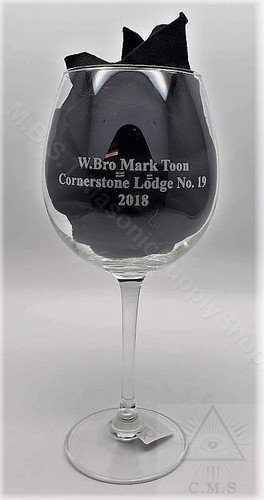 Custom  Engraved Masonic  Wine Glass