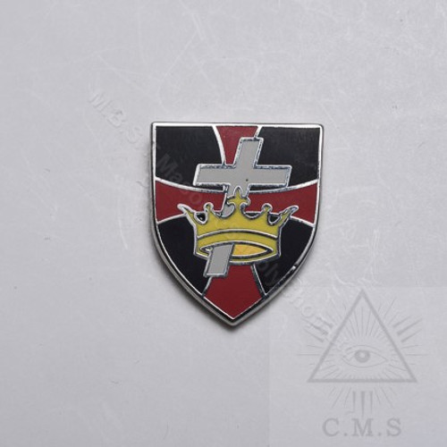 Knight Templar Shield with Crown & Cross lapel pin