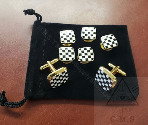 Masonic pavement cuff links and shirt studs