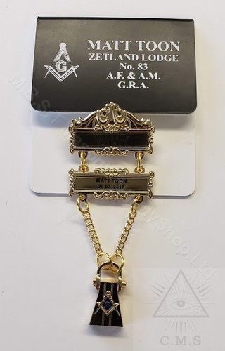 masonic name badge with jewel hanger 