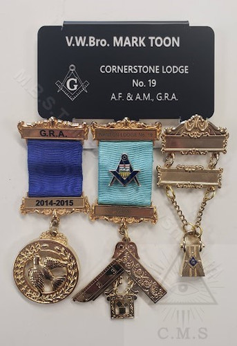 masonic name badge with jewel hanger 