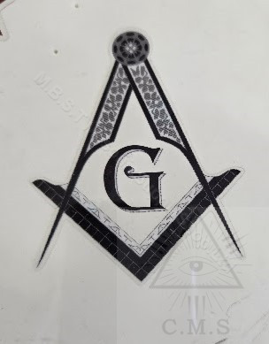 Decal with Silver & Black Square & Compass for Inside Windows   Price is for 2!