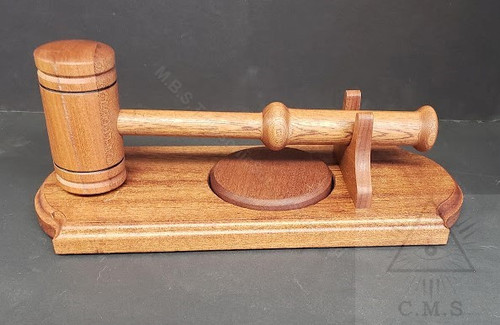 Masonic Presentation Gavel on stand