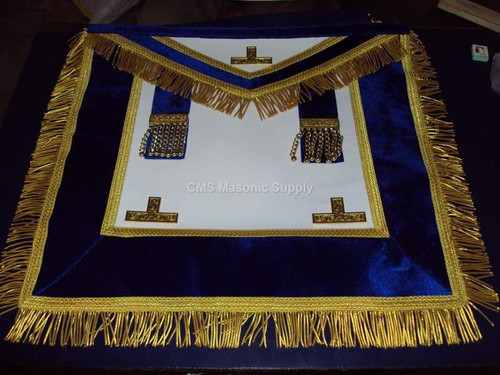 Past Master Apron Royal Blue with Fringe, Real Leather