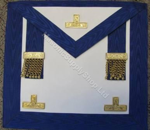 Past Master Masons Apron Royal Blue  with Gold Ornaments, Real Leather