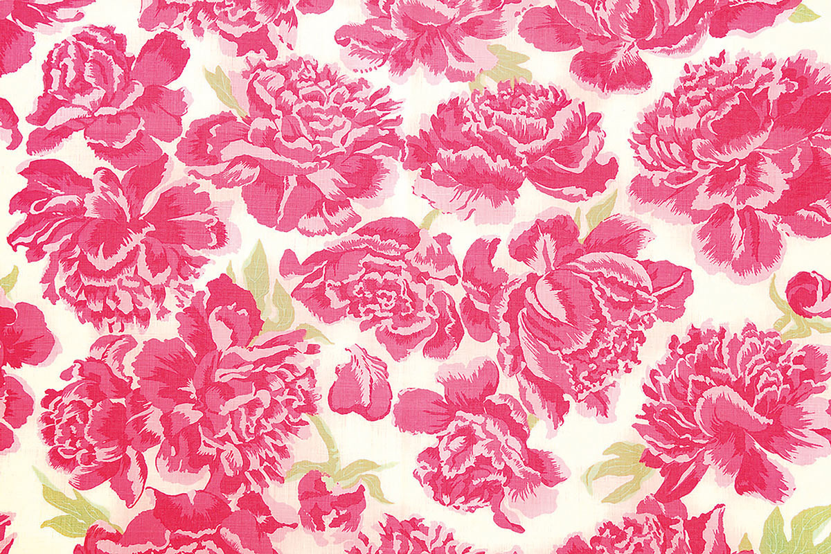 Peonies Printed Fabric – Floral Linen by Michael Szell Archive