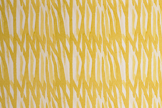 Christopher Farr Breakwater printed wallpaper in vibrant mimosa yellow on white background, showcasing a modern geometric design. A statement wallpaper from Christopher Farr Cloth.