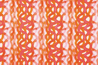 Bold pink abstract squiggle design on natural linen, featuring tonal gradients for depth – luxury fabric for curtains or cushions.
