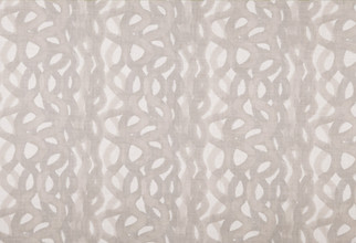 Neutral smoke grey squiggle pattern with soft gradients on 100% linen – elegant abstract print for high-end upholstery.