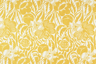 Fleurs Etoilees Printed Wallpaper in Mimosa — a warm golden yellow with a floral starburst design, adding a vibrant and cheerful touch with its dynamic floral pattern and radiant hue.