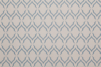 Ravenna Wallpaper in Cobalt – vibrant cobalt blue geometric print set against a soft white ground, offering a striking yet balanced modern look.