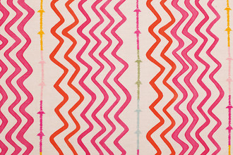 Rick Rack Printed Fabric in Hot Pink – bold hand-painted zigzag lines in vibrant hot pink, full of dynamic movement and playful energy.
